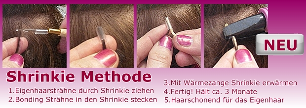 Shrinkies Haarverlängerung Ringmethode  - Günstig Echthaar Extensions kaufen