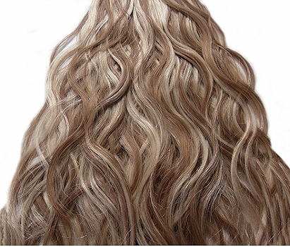 10 Echthaar Tape Extensions je 8cm Leicht Gewellt 45cm  