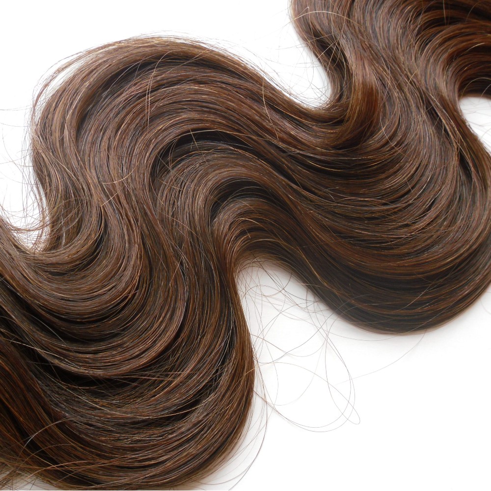 10 Echthaar Tape Extensions je 8cm Leicht Gewellt 45cm  